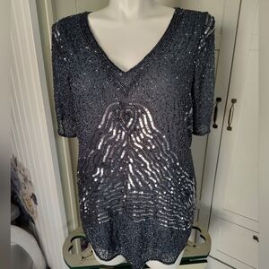Fair child Vintage Sequin Top Extra Large 14-16 Dark Gray Excellent Condition